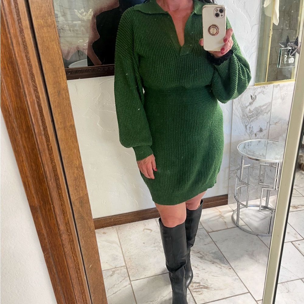 Green sweater dress